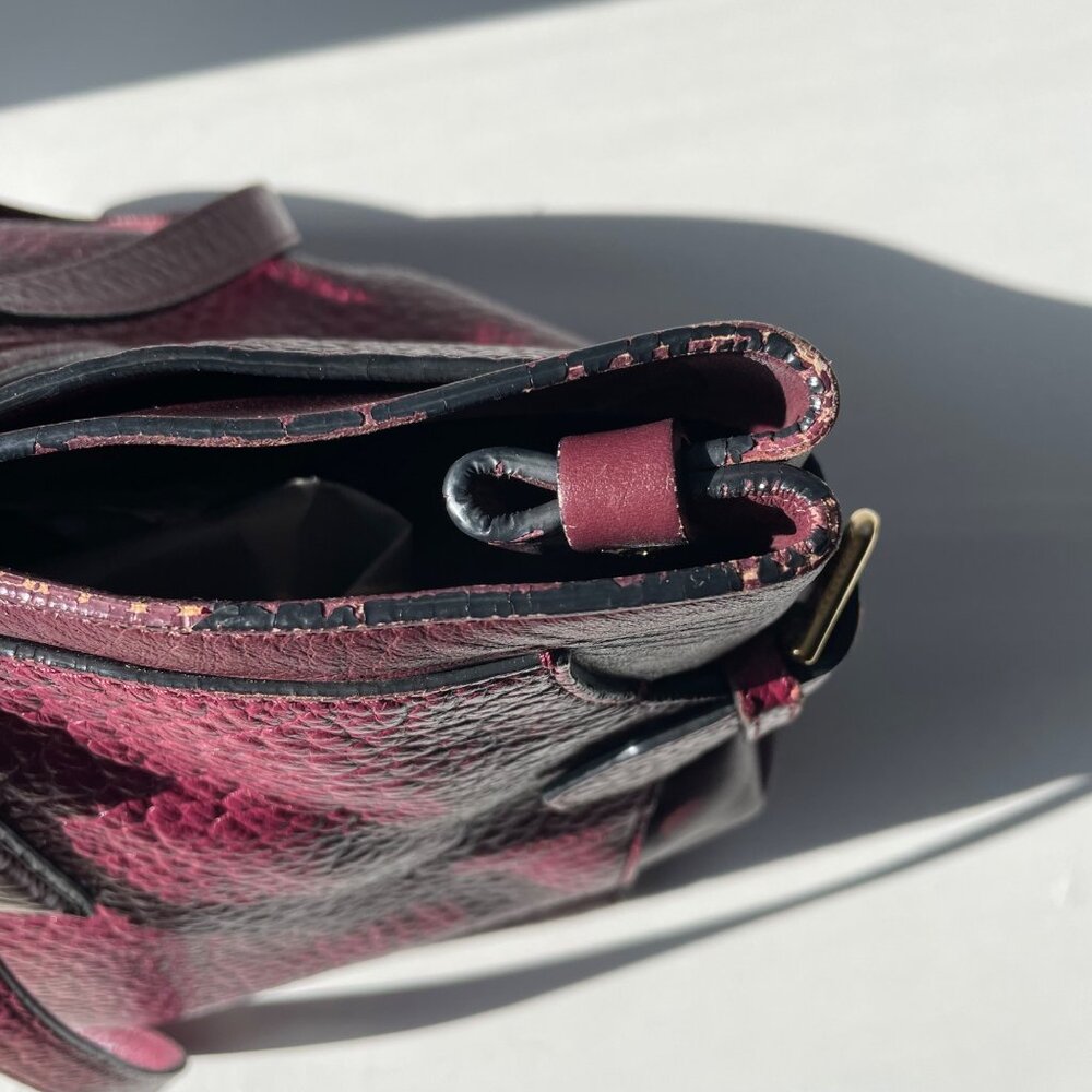 Burberry‎ Heritage Clarborough Tote Grain Smooth Calfskin Damson Magenta Bag - Picture 8 of 16